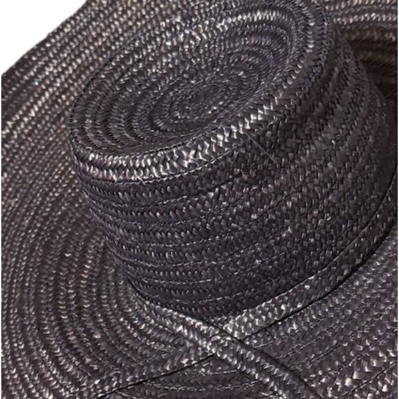 Vintage Italian Joseph Magnin Wide Brim Navy Hat 21” Diameter, 7” Interior